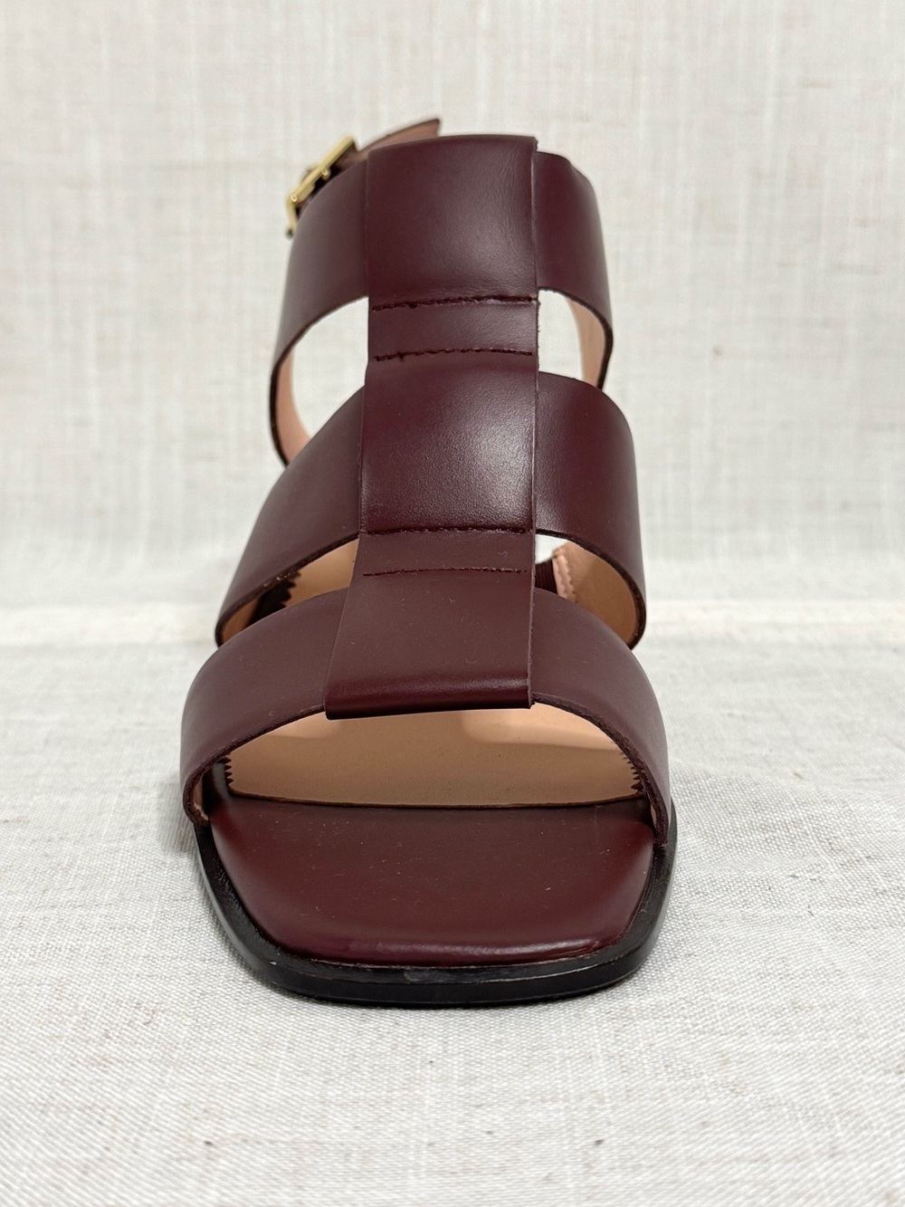 J. Crew Burgundy Block Heel Leather Sandals - Picture 5 of 11
